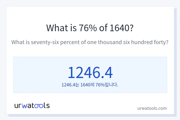 1640의 76%는 얼마입니까?