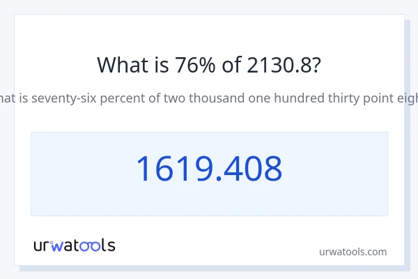 2130.8 യുടെ 76% എന്താണ്?