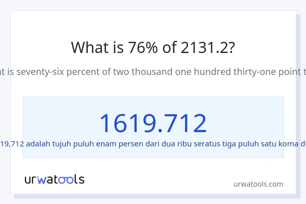Berapakah 76% dari 2131.2?