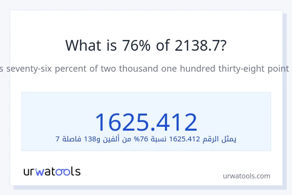 ما هي نسبة 76% من 2138.7؟