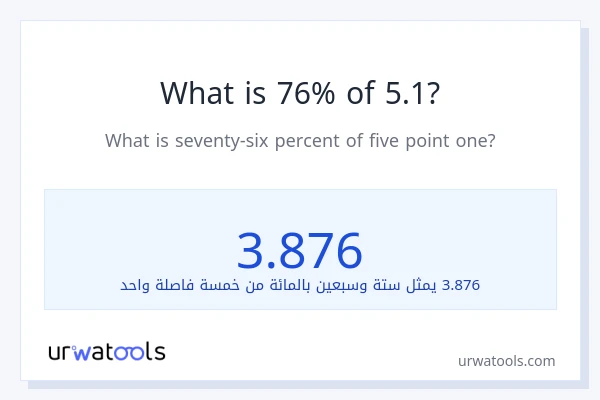ما هي نسبة 76% من 5.1؟