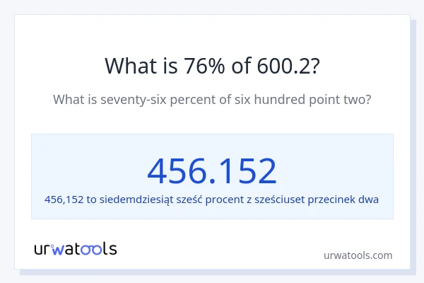 Ile wynosi 76% z 600.2?