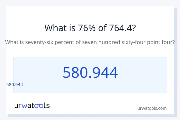 764.4 లో 76% ఎంత?