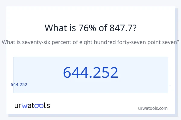 847.7 లో 76% ఎంత?