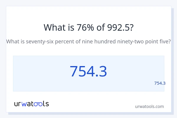 מה זה 76% מתוך 992.5?