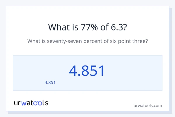 77% ของ 6.3 คือเท่าไร?