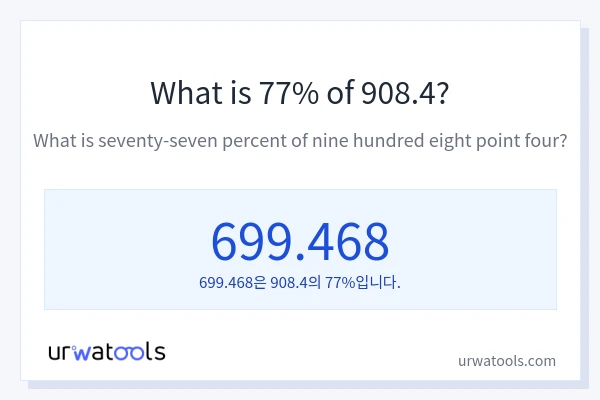 908.4의 77%는 얼마입니까?