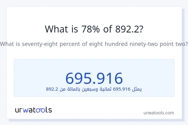 ما هي نسبة 78% من 892.2؟