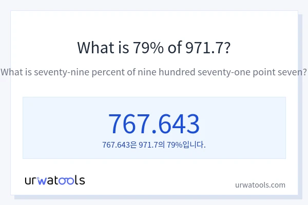 971.7의 79%는 얼마입니까?