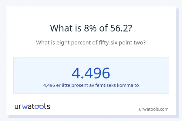 Hva er 8% av 56.2?