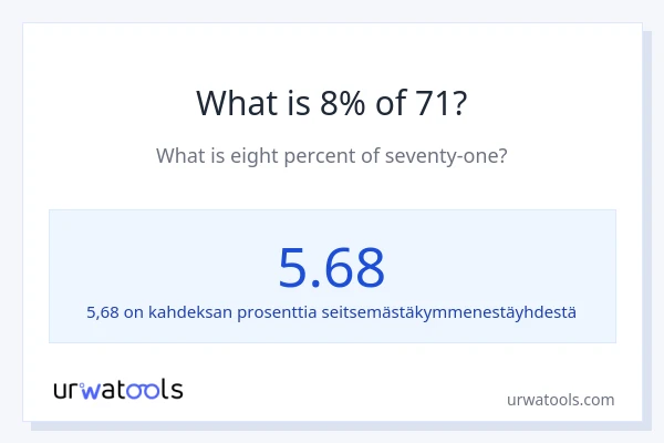 Mikä on 8 % 71:sta?