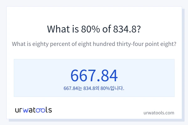 834.8의 80%는 얼마입니까?