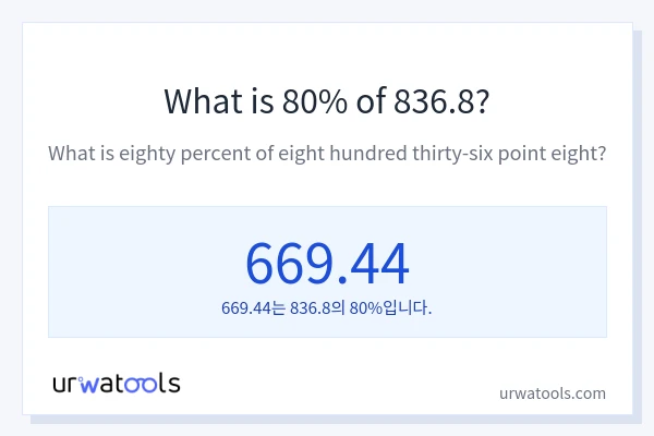836.8의 80%는 얼마입니까?
