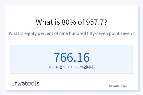 957.7의 80%는 얼마입니까?
