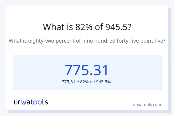 Qual é o valor de 82% de 945.5?