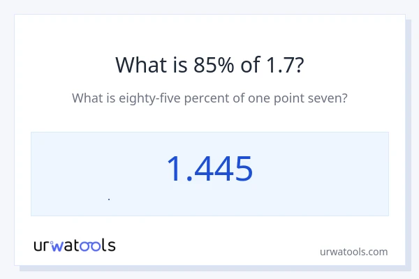 1.7 નું 85% કેટલું થાય?