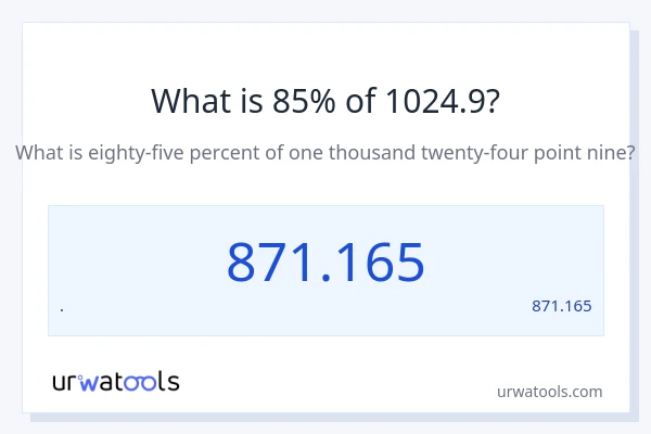 מה זה 85% מתוך 1024.9?