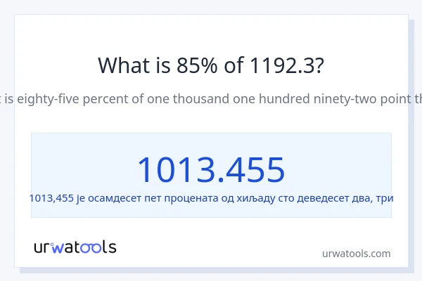 Колико је 85% од 1192.3?