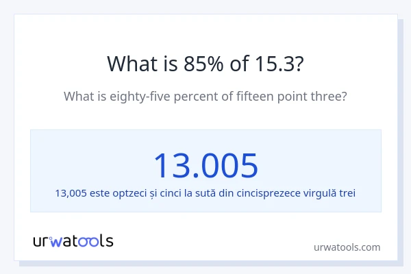 Cât reprezintă 85% din 15.3?