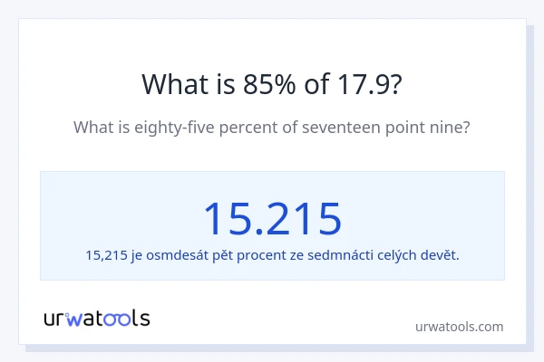 Kolik je 85 % z 17.9?