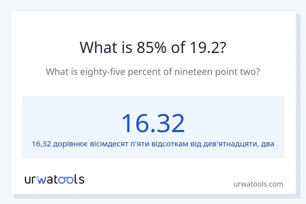 Що становить 85% від 19.2?