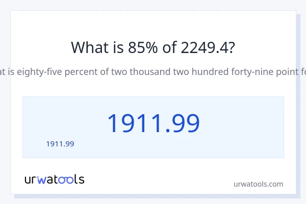 85% ของ 2249.4 คือเท่าไร?