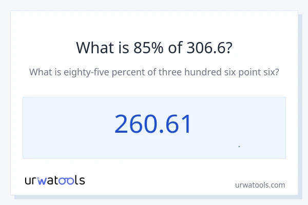 85% از 306.6 چقدر است؟