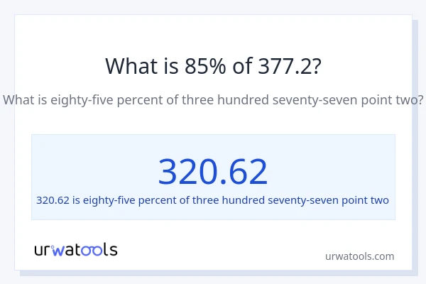What is 85% of 377.2?