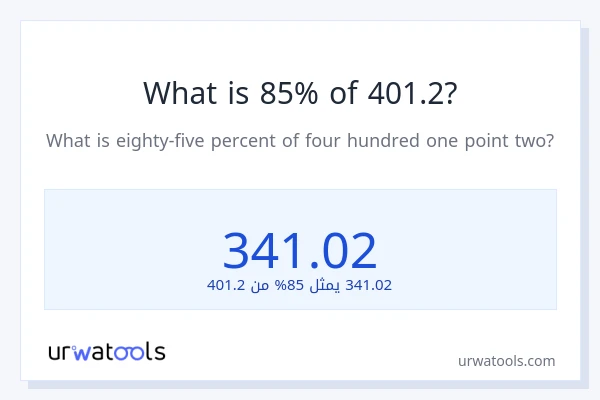 ما هي نسبة 85% من 401.2؟