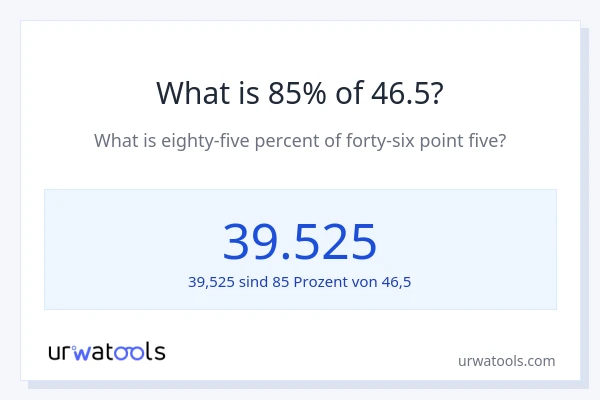 Was ist 85% von 46.5?