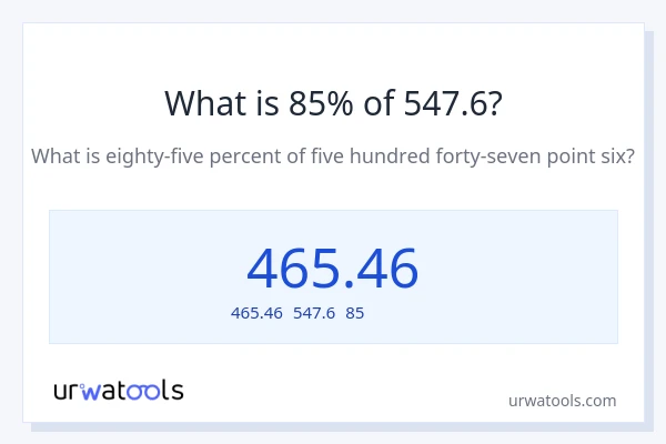 547.6の85%は何ですか?