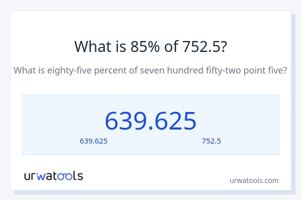 85% ของ 752.5 คือเท่าไร?