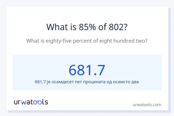 Колико је 85% од 802?