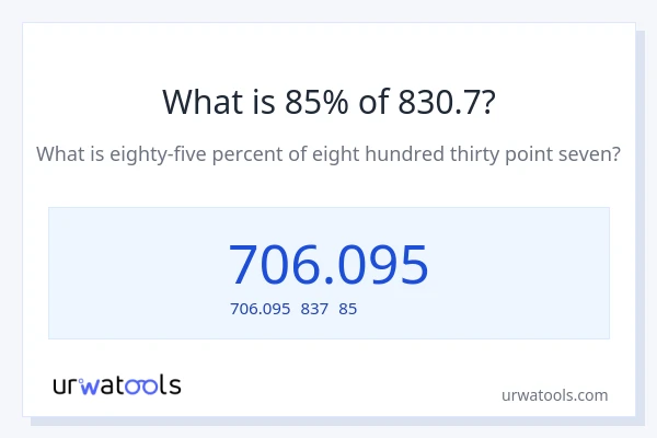 830.7の85%は何ですか?