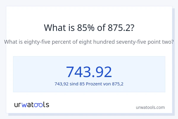 Was ist 85% von 875.2?