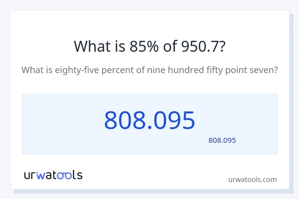 950.7 کا 85% کیا ہے؟