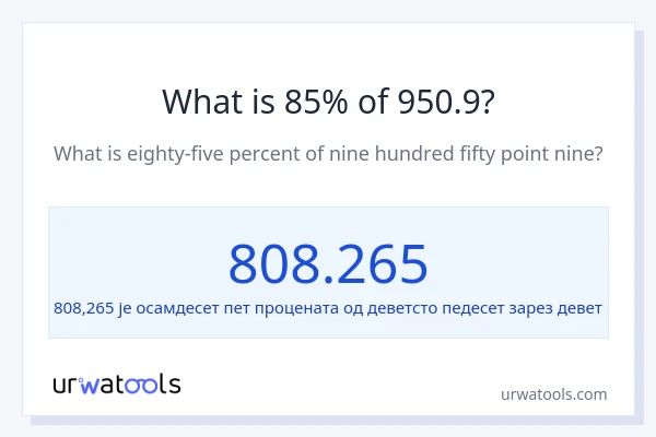 Колико је 85% од 950.9?