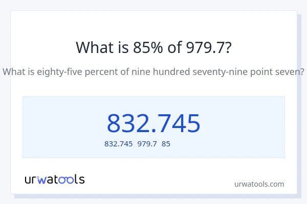 979.7の85%は何ですか?
