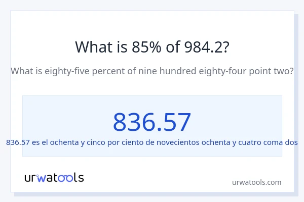 ¿Qué es el 85% de 984.2?