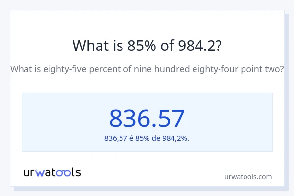 Qual é o valor de 85% de 984.2?