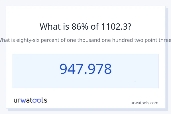 86% از 1102.3 چقدر است؟