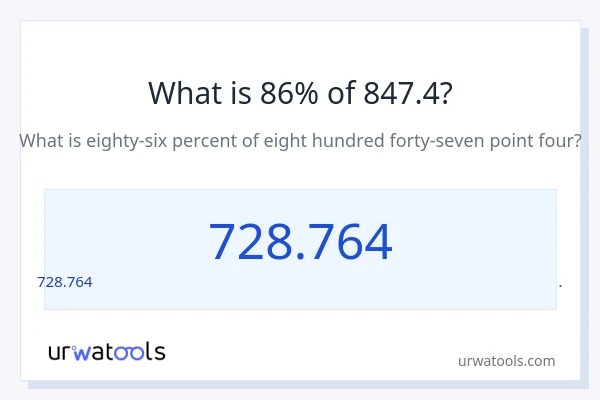 847.4 లో 86% ఎంత?