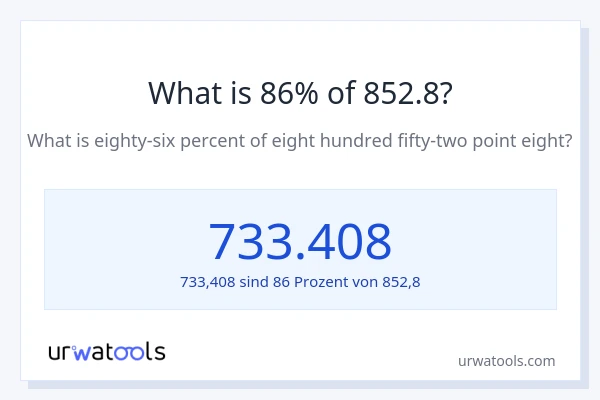 Was ist 86% von 852.8?