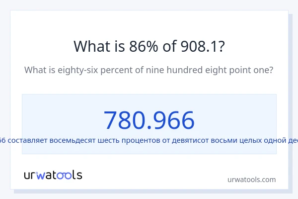 Что составляет 86% от 908.1?