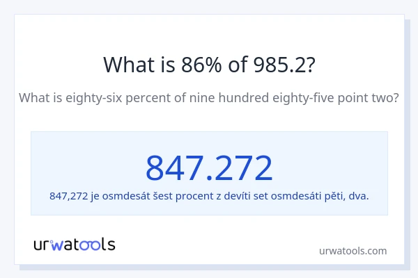 Kolik je 86 % z 985.2?