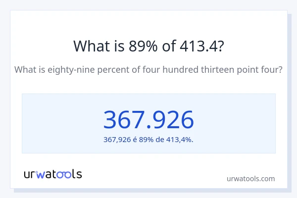 Qual é o valor de 89% de 413.4?