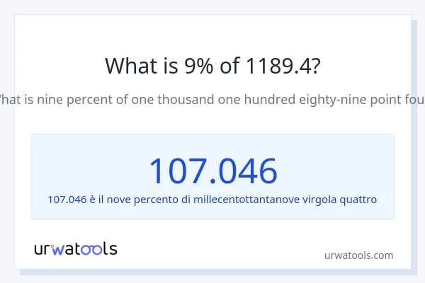 Qual è il 9% di 1189.4?