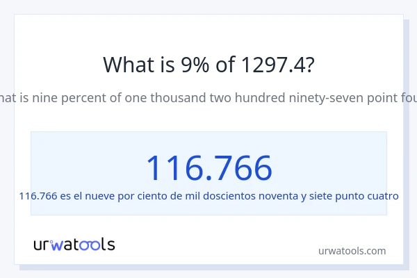¿Qué es el 9% de 1297.4?