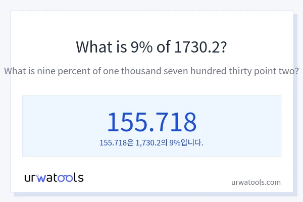 1730.2의 9%는 얼마입니까?