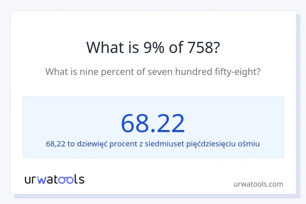 Ile wynosi 9% z 758?